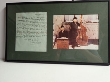 Stan Laurel Signed Handwritten Letter in Display Piece with COA