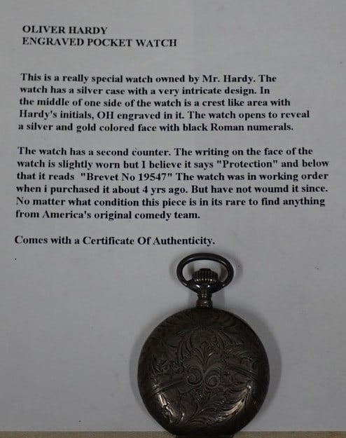 Oliver Hardy Engraved Pocket Watch - Engraved OH (1 of 8)