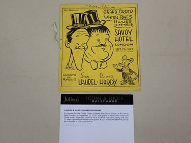 1947 Water Rats Dinner program Signed by Stan Laurel, Oliver Hardy and Others