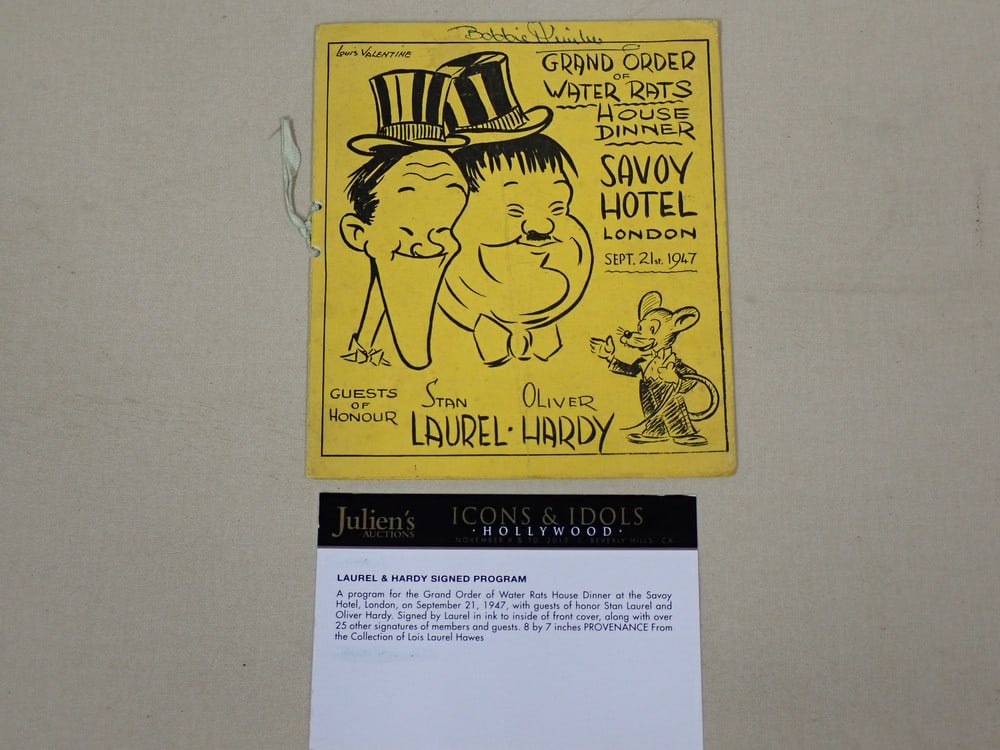 1947 Water Rats Dinner program Signed by Stan Laurel, Oliver Hardy and Others (1 of 10)