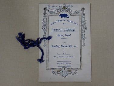 1947 Water Rats signed Medical Night Dinner Program