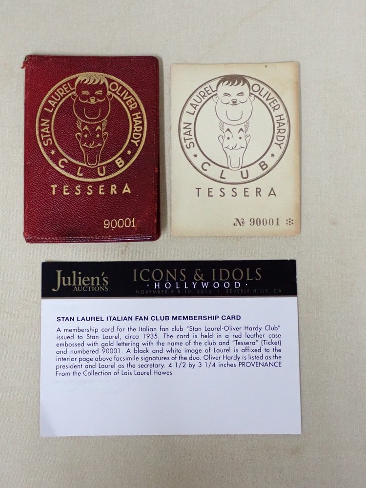 Circa 1935 Stan Laurel Italian Fan Club Membership card (1 of 7)