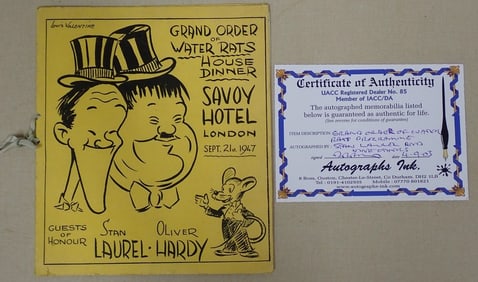 1947 Grand Order of the Water Rats Dinner signed program by Stan Laurel & Others