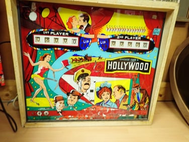 Laurel and Hardy pinball machine backbox