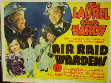 1943 Laurel & Hardy Air Raid Wardens Movie Poster