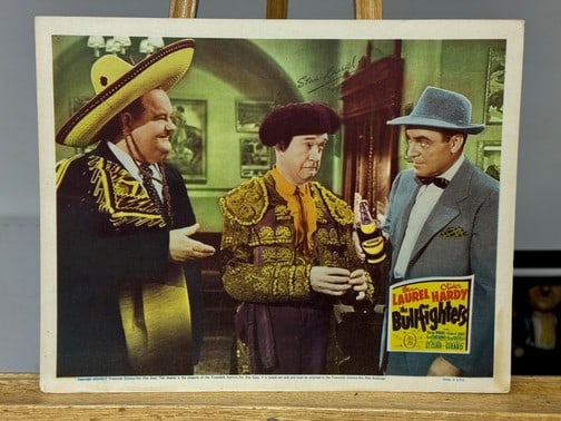 1945 Laurel and Hardy "The Bullfighters" Signed Lobby Card (1 of 5)