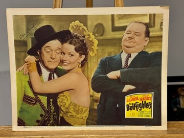 Laurel and Hardy 1945 The Bullfighers Signed Lobby Card