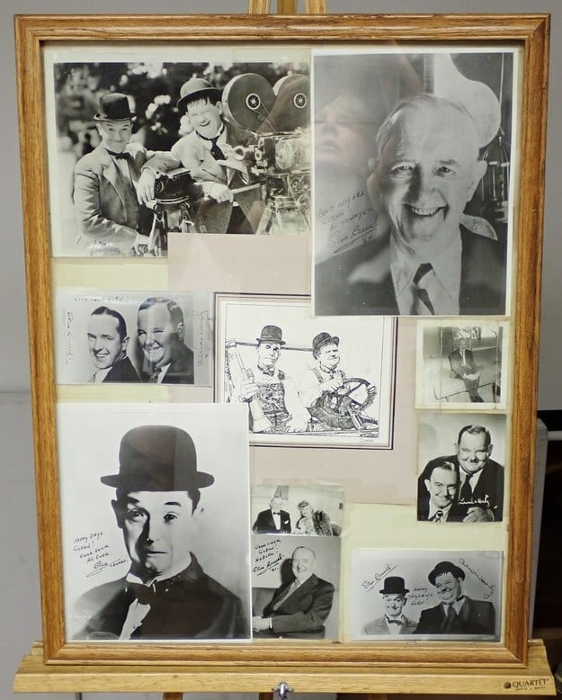 Laurel and Hardy Press and Other Photos and Snapshots: Has original photos of Stan Laurel and Oliver Hardy along with Press and Other snapshots. Stan Laurel on Couch is 3 1/2" x 3 1/2", Stan with wife is 5 1/2" x 3 1/2", Another of Stan and wife is 3 1/2"