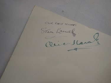 Laurel and Hardy Signed 1955 R.M.S. Queen Elizabeth Cunard Lines Menu