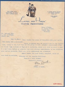 1050 Stan Laurel Signed Letter on Laurel and Hardy