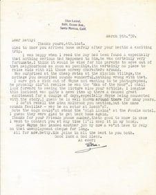 1959 Signed Stan Laurel Letter to Beth