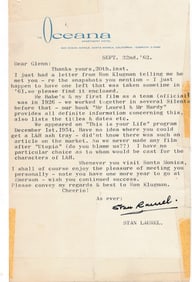 1962 Stan Laurel Signed Letter to College Student