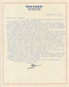1958 Signed Letter Stan (Laurel) to Betty and Wayne