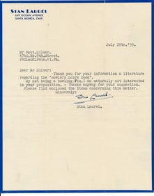 1959 Stan Laurel Signed Letter