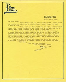 1960 Stan Laurel Signed Letter on Personal Stationary