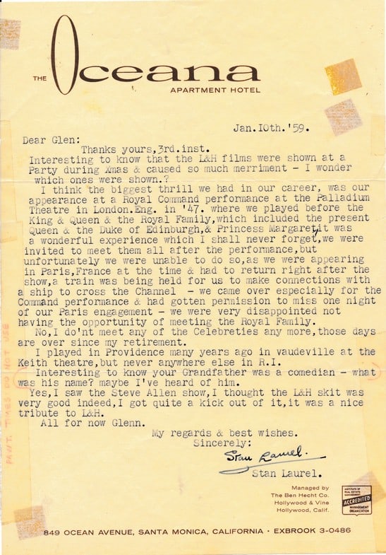 1959 Stan Laurel Signed Letter with Mailing Envelope (1 of 3)