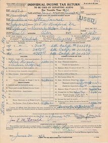 Stan Laurel 1932 Tax Return Signed. Has COA