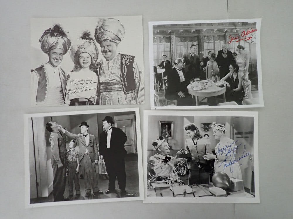 Lois Laurel Hawes & Other Signed Photos of Co stars: of Laurel and Hardy. Signed photo of Laurel and Hardy with Lois Laurel Hawes and Signed by her. Also signed photos of Butch Bond, Trudy Marshall - Has return address wtih her name is address. Signed p