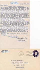 1957 Stan Laurel Signed Typed Letter with Envelope and