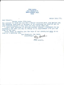 1957 Stan Laurel Signed Typed Letter with Envelope