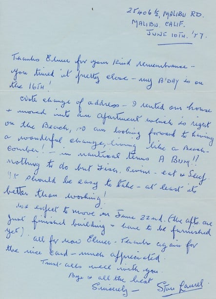 1957 Stan Laurel Signed Handwritten Letter with COA (1 of 4)