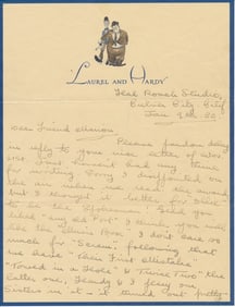1933 Stan Laurel Signed Handwritten 2 Page Letter