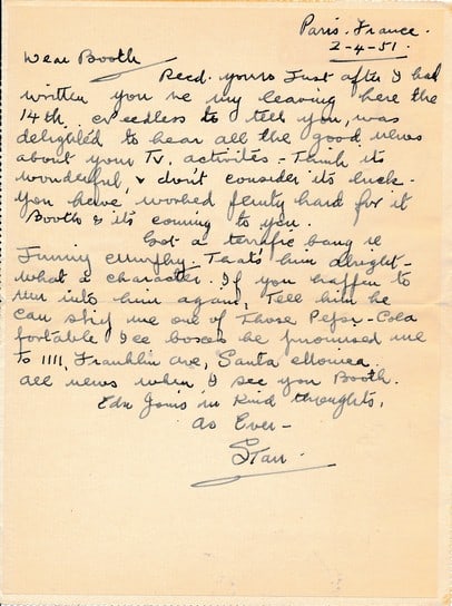 1951 Signed Stan Laurel Handwritten Postal Note (1 of 2)