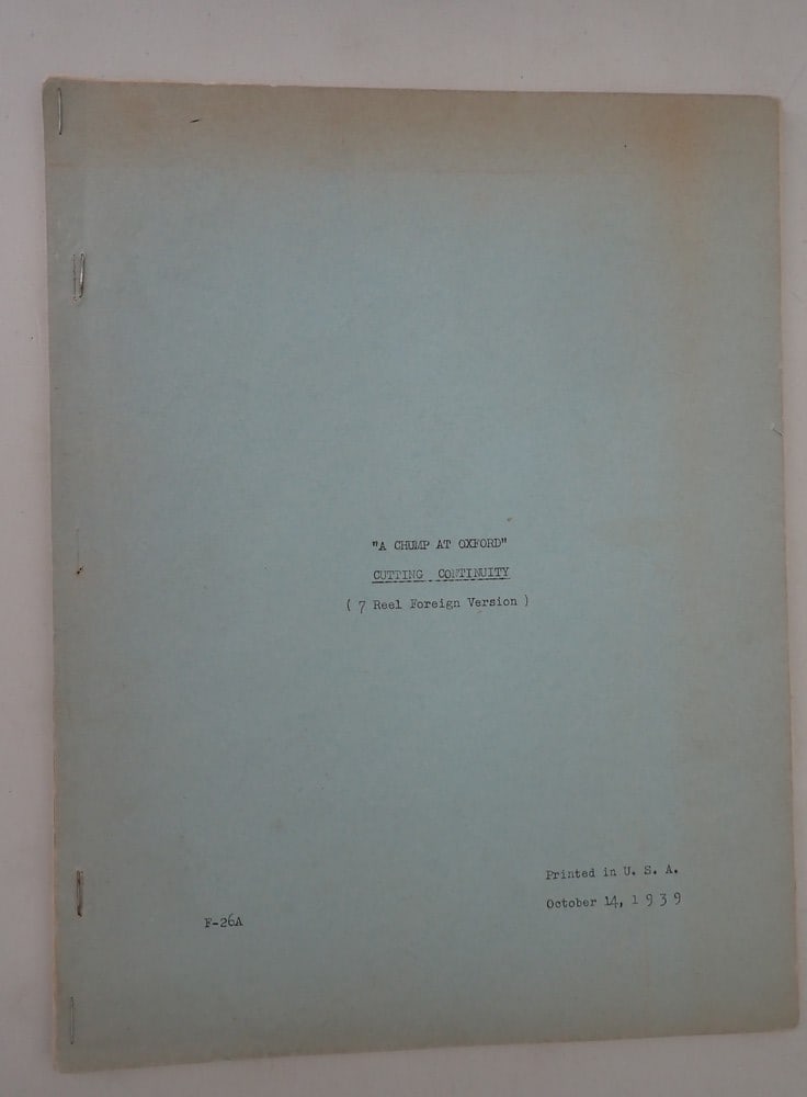 1939 "A Chump at Oxford" Cutting continuity Document (1 of 12)