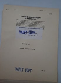 1933 Hal Roach "Me and My Pal"  Cutting Continuity Doc.