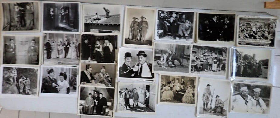 Laurel and Hardy Movie Stills Pardon Us, Great Guns, etc.: Mostly 8 x 10. Some backs have stamps and Other markings.