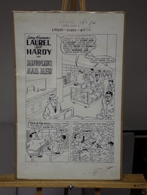 Laurel and Hardy Dell Comic Art Muddling Mail Men