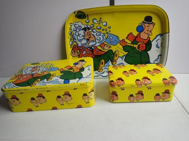 Laurel and Hardy Metal Tray and Tin Boxes