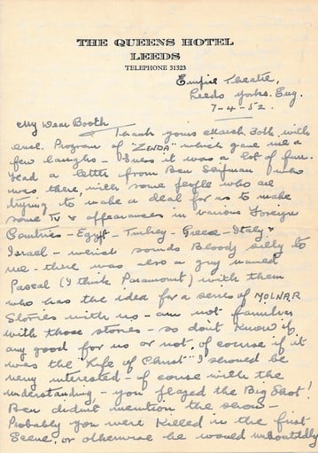 1952 Signed Stan Laurel Handwritten letter (1 of 2)