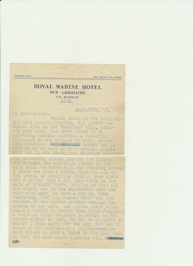 1953  Stan Laurel Signed Typed Letter - Lucille Ball (1 of 6)