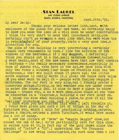 1958 Signed Stan Laurel Typed letter