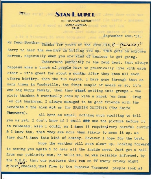1951 Signed Stan Laurel Typed letter with Envelope (1 of 4)