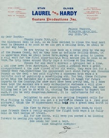 1954 Signed Stan Laurel Typed Letter with Envelope