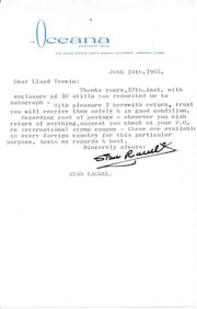 1963 Signed Stan Laurel Typed Letter
