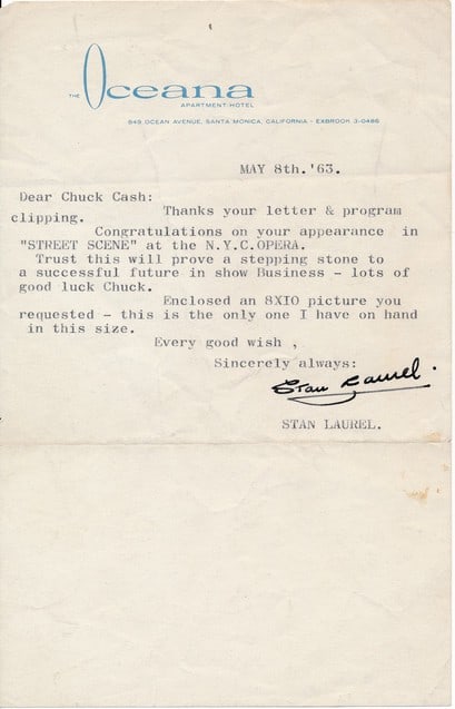 1963 Signed Stan Laurel Typed Letter (1 of 1)