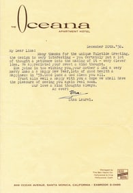 1958 Signed Stan Laurel Typed Letter and Envelope