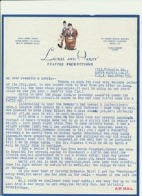 1955 Signed Stan Laurel Typed & Ida Handwritten Letter