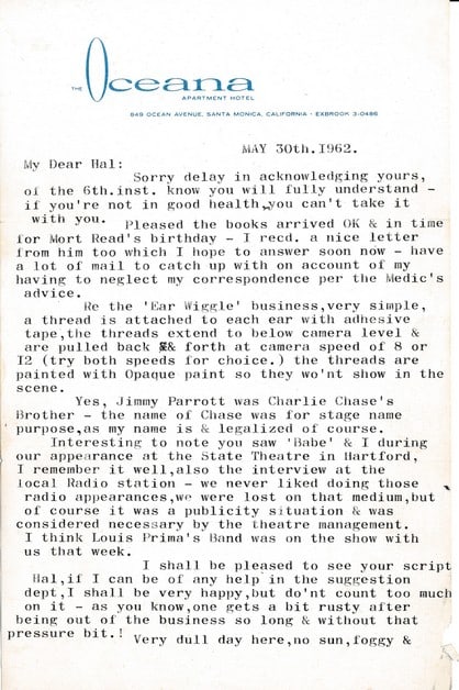 1962 Signed Stan Laurel Typed 2 Page Letter (1 of 2)