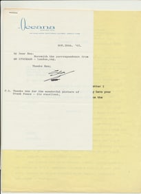 1963 Signed Stan Laurel Typed note with correspondance