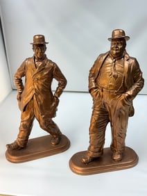 Copper Colored Laurel and Hardy Resin Figures