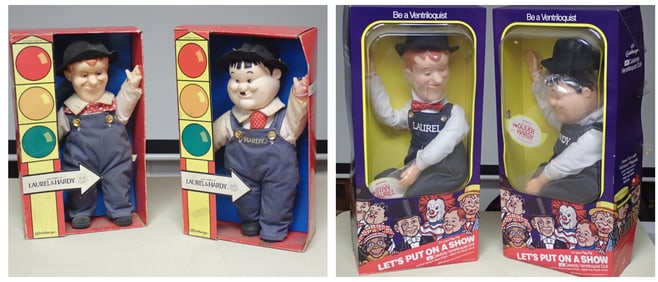 2 Pair Goldberger Laurel and Hardy Ventriloquist Dolls