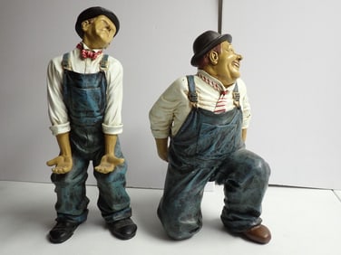 Laurel and Hardy Coverall's Figures 12" and 14" Resin