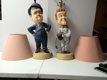 Laurel and Hardy Chalk Table Lamps