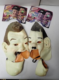 Laurel and Hardy Action Jaw Masks on Cards NWT