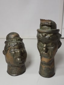 Copper Busts of Laurel and Hardy