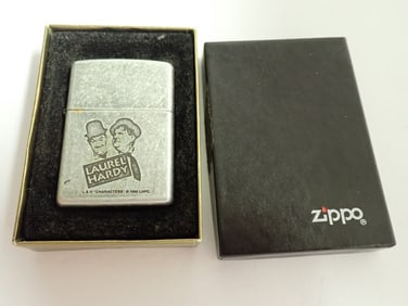 Laurel and Hardy Zippo Lighter Matte Silver Finish